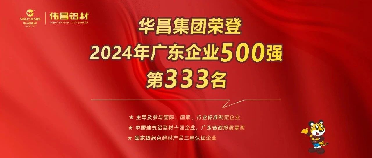 庆幸喜报 | 9888拉斯维加斯集团荣登2024广东企业500强第333名