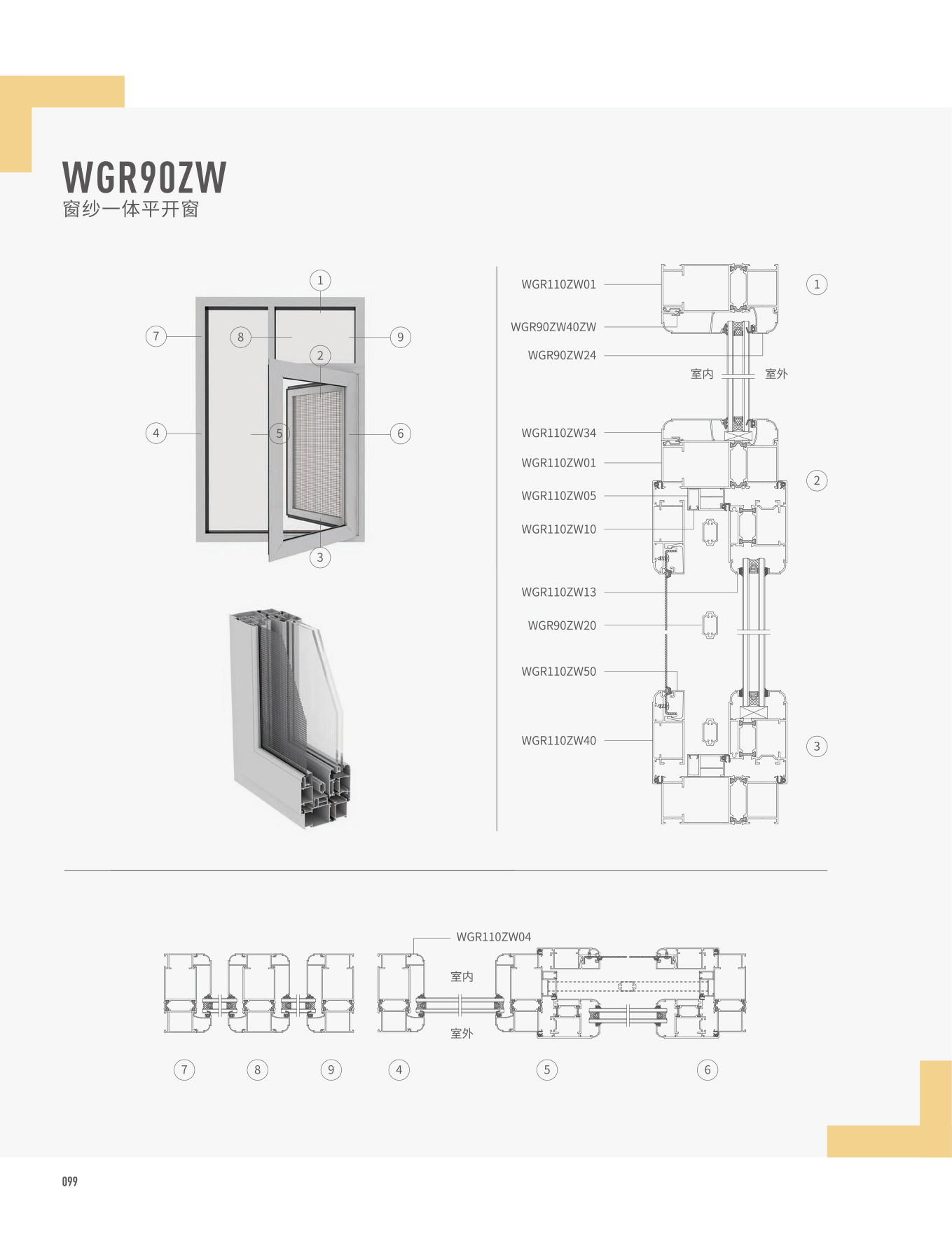 WGR90/140窗纱一体平开窗