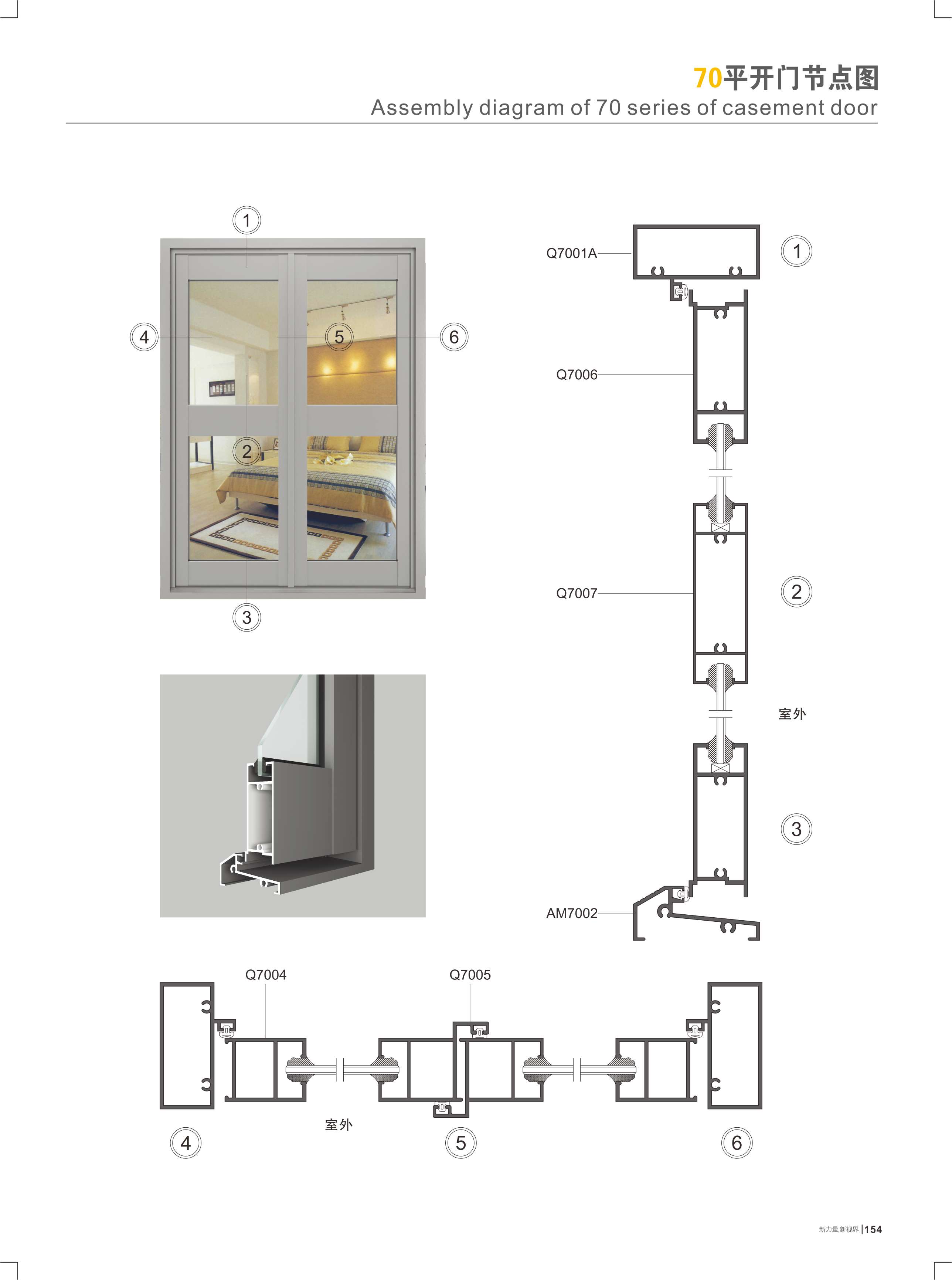 70平开门节点图